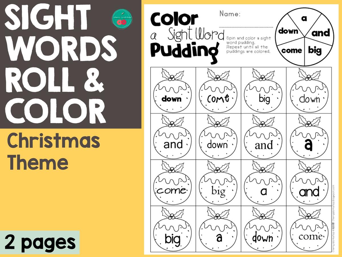 Christmas Sight Words Roll Color By Teach Simple