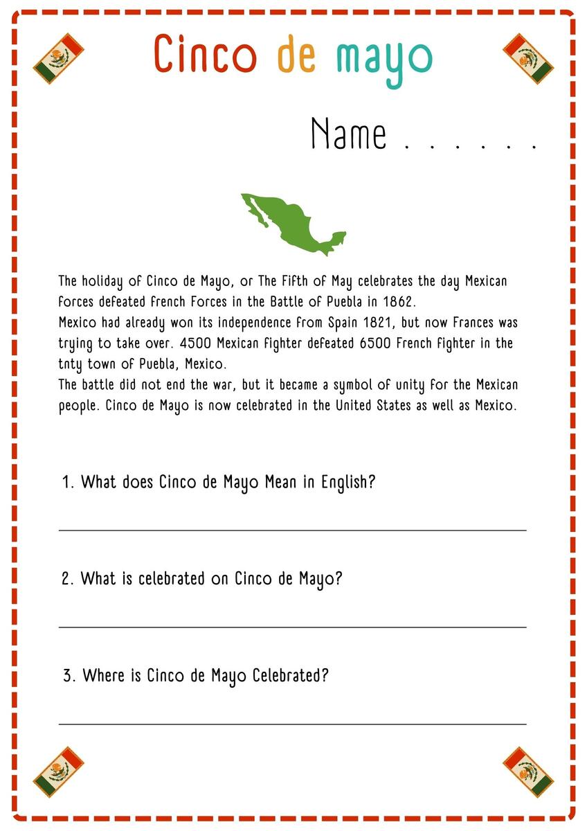 Cinco De Mayo Reading Comprehension Passages Mexican Fiesta Cinco De Mayo Made By Teachers