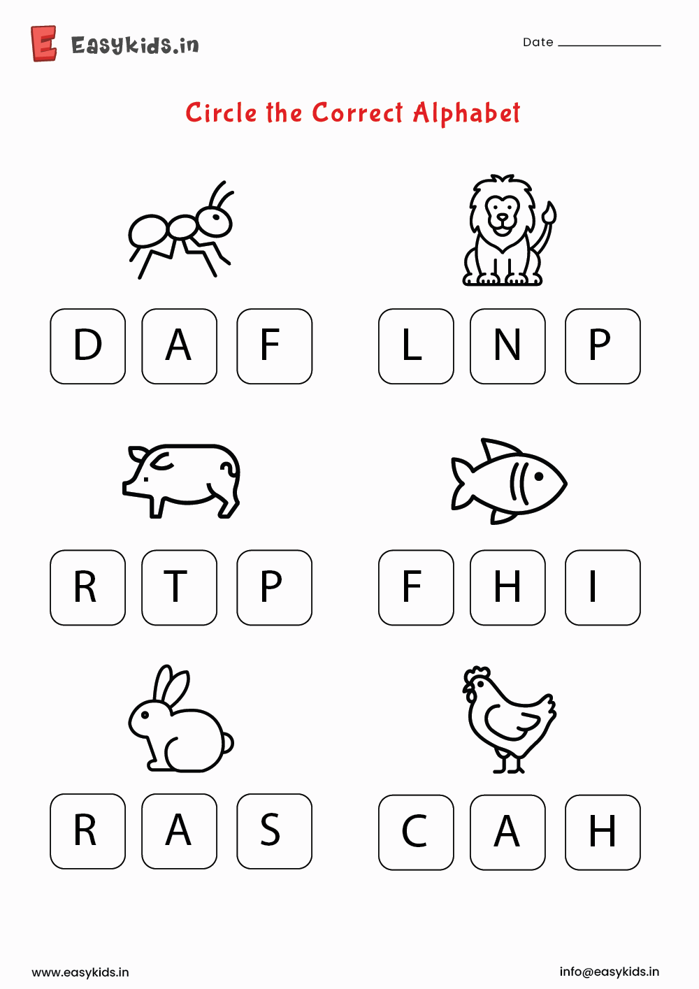 Circle The Correct Letter Worksheet