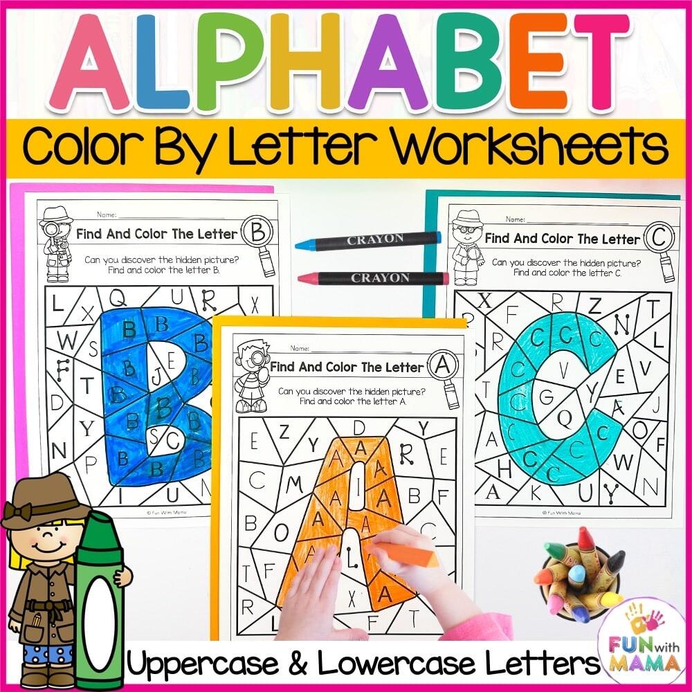 Color By Letter Worksheets Alphabet Activities Fun With Mama Shop