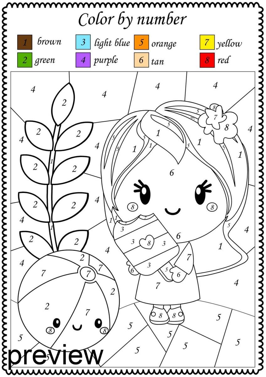 Color By Number Summer Printable Math Color By Code Worksheets For Kids Matching Numbers Activities For Kids Summer Coloring Sheets Etsy Thanksgiving Color By Number Pages K12 Math Worksheets
