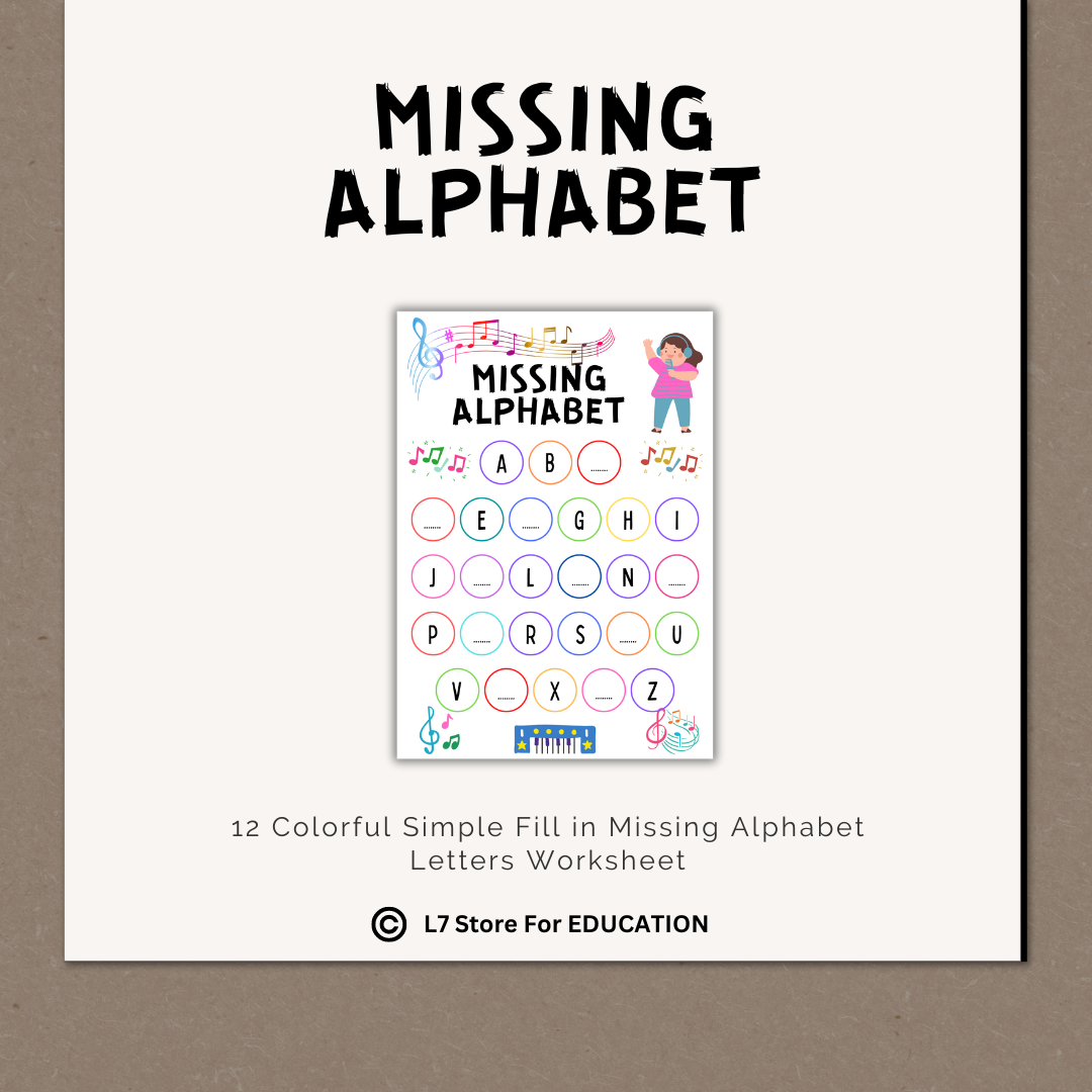 Colorful Simple Fill In Missing Alphabet Letters Worksheet Made By Teachers