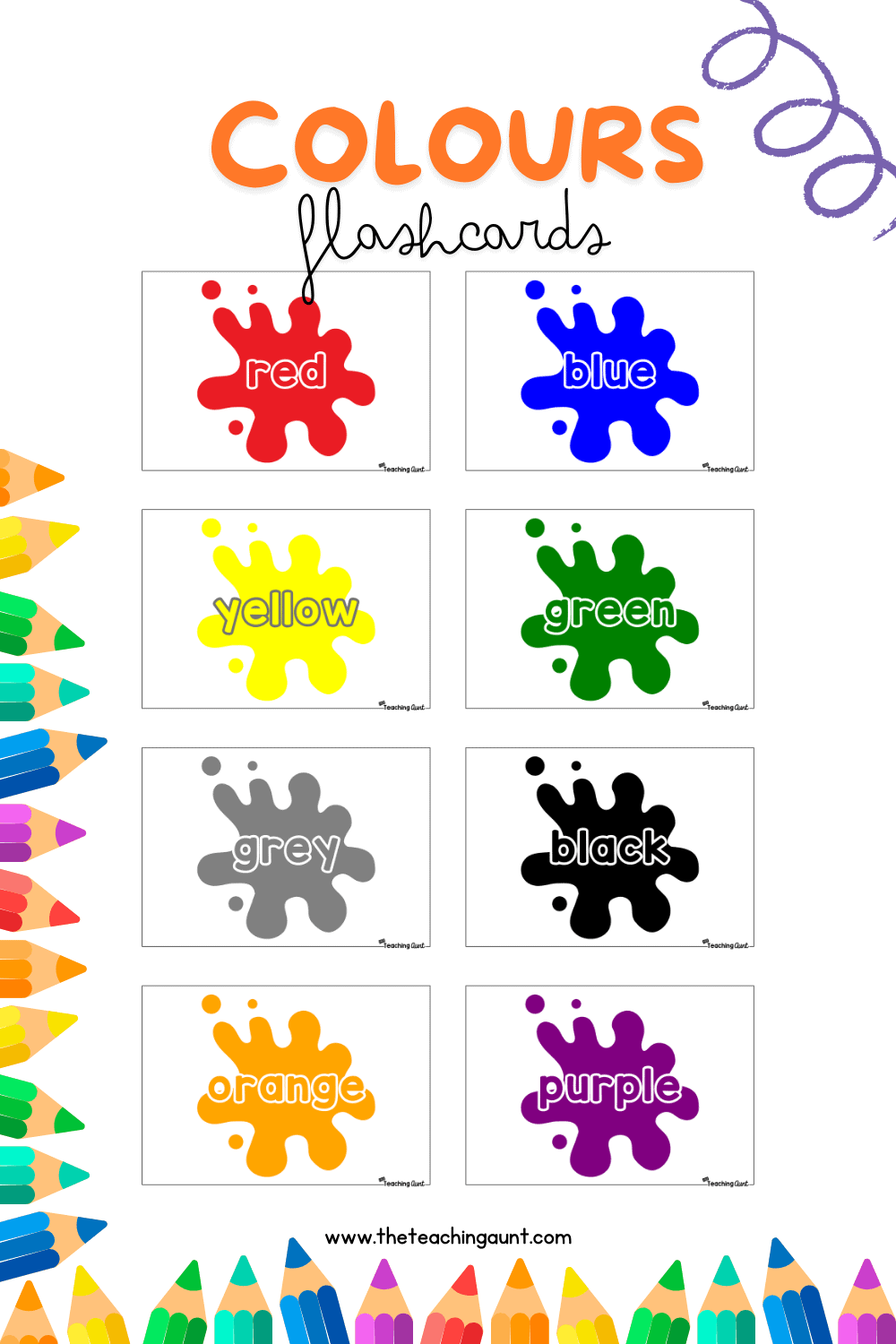 Colors Flashcards The Teaching Aunt