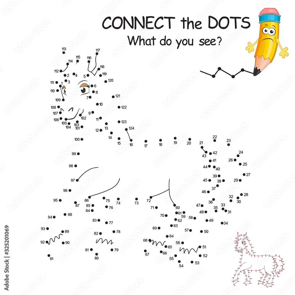 Connect The Dots By Numbers To Draw The Animal Dot To Dot Education Game And Coloring Connect The Dots By Numbers To Draw The Animal Dot To Dot Education Game And Coloring