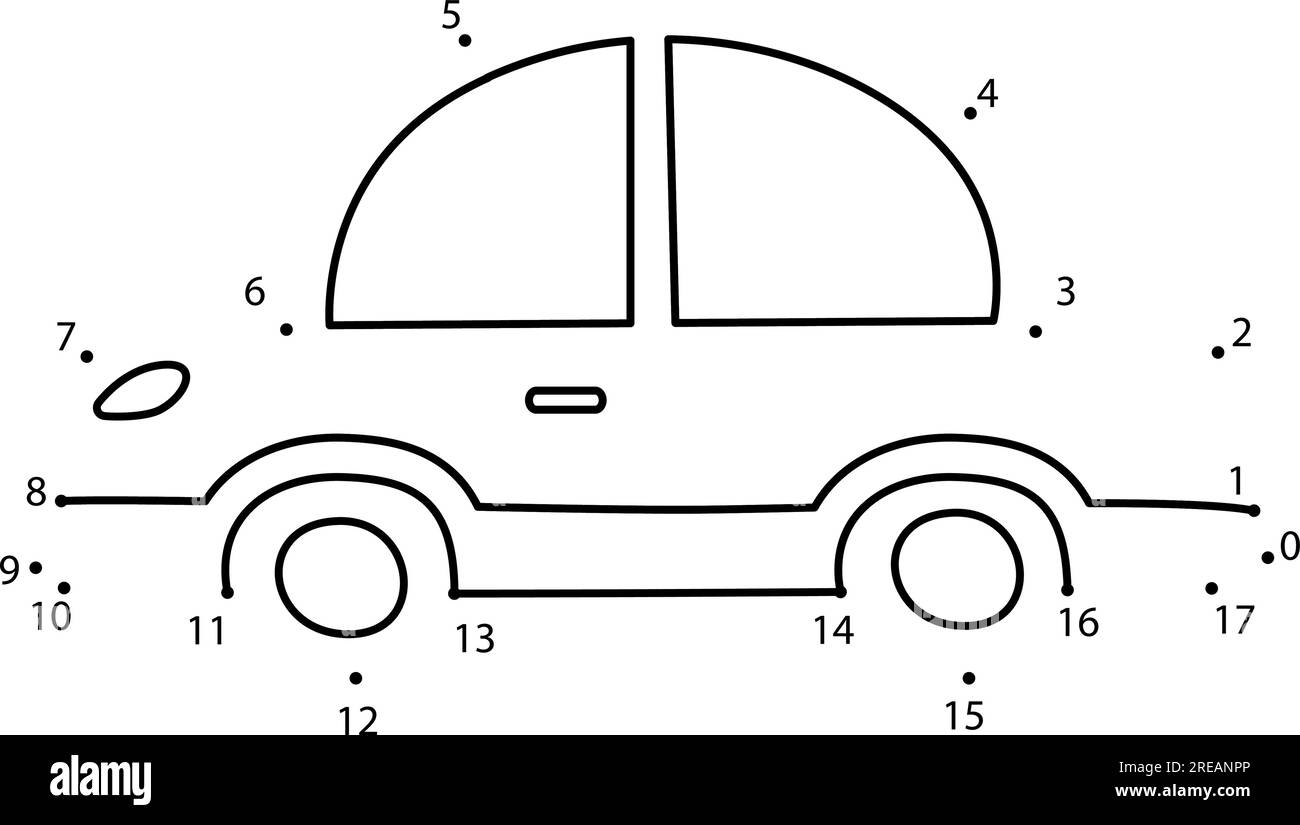 Connect The Dots Game Car Printable Worksheet For Kids Can Be Used As Children Coloring Book Stock Vector Image Art Alamy