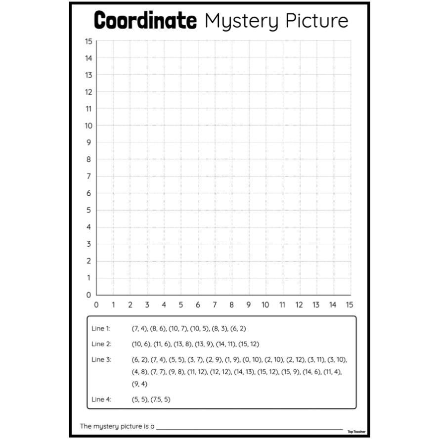 Coordinate Mystery Picture Grid Coordinates Worksheets Top Teacher