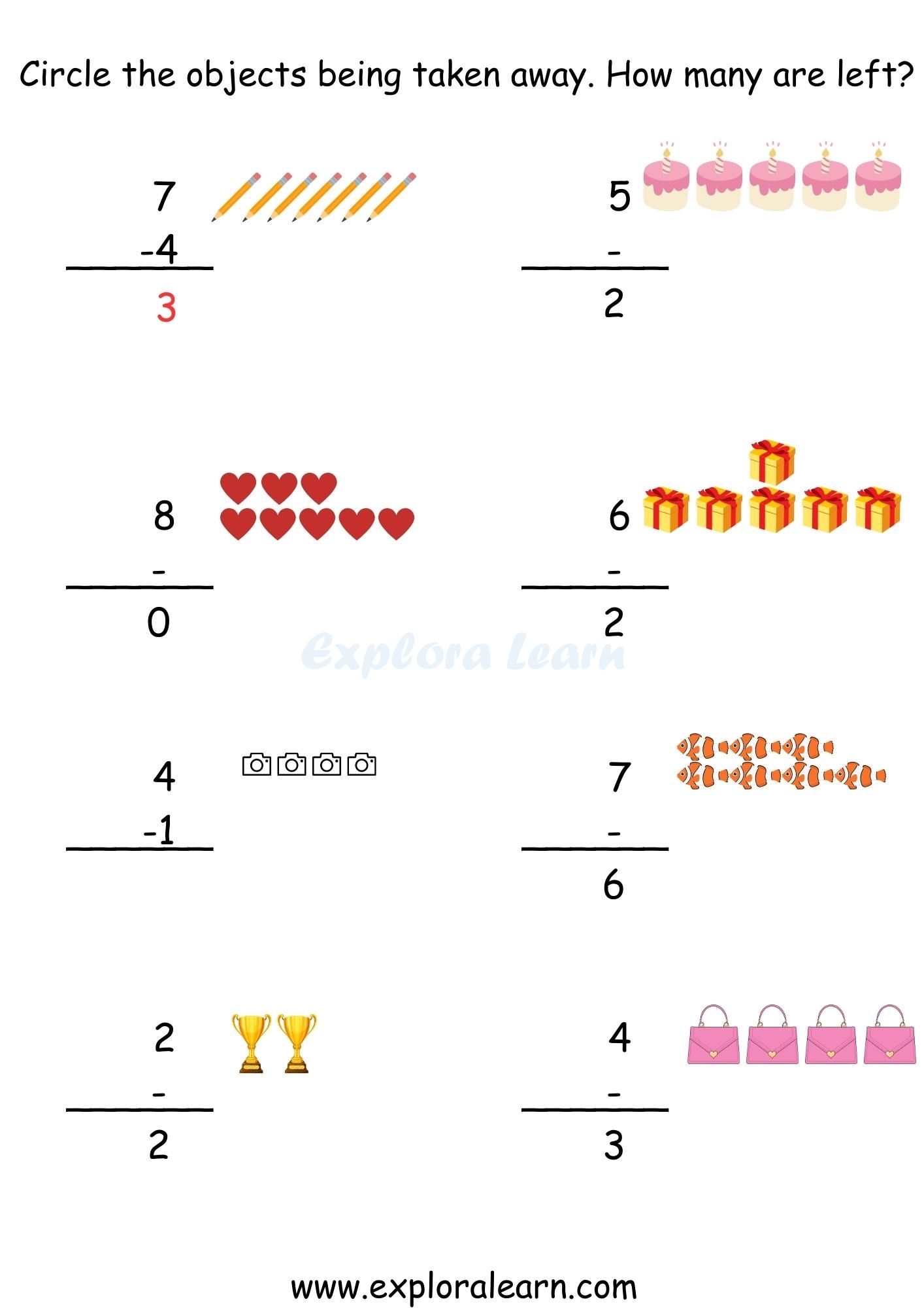 Count Subtract Worksheets Building Numerical Fluency For 2 6 Year Olds