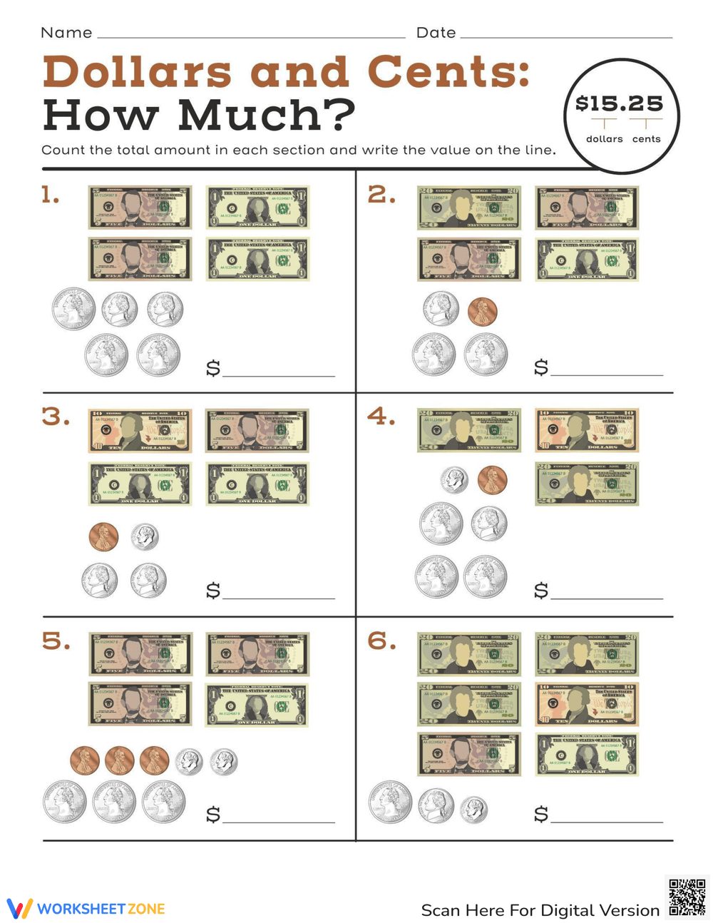 Currency Worksheets Printable