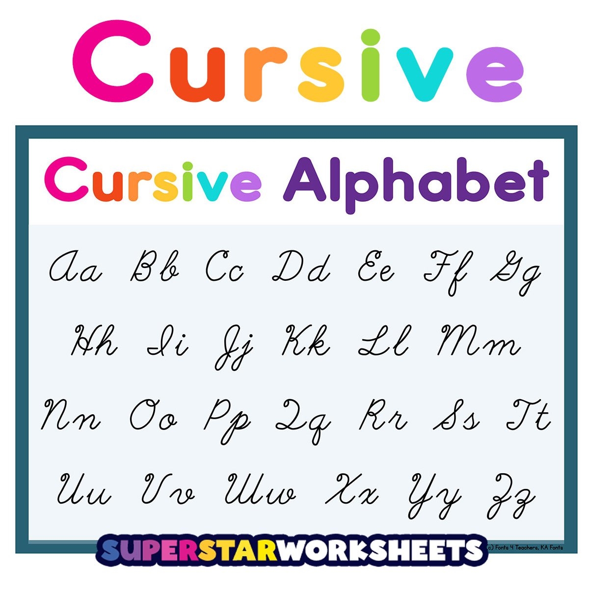 Cursive Alphabet Superstar Worksheets Cursive Writing Worksheets K5 Learning