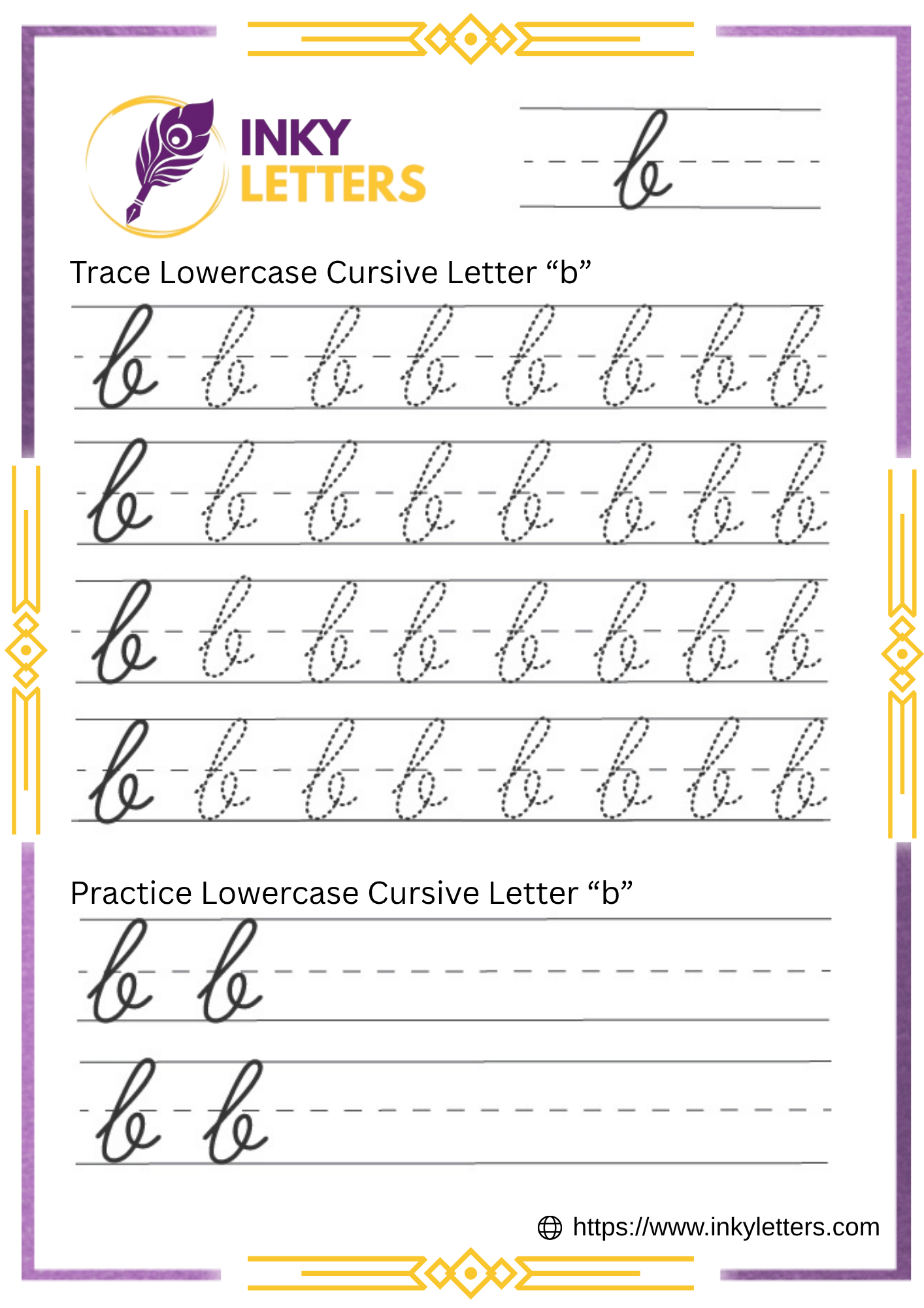 Cursive B Worksheets And Tutorial Uppercase Lowercase