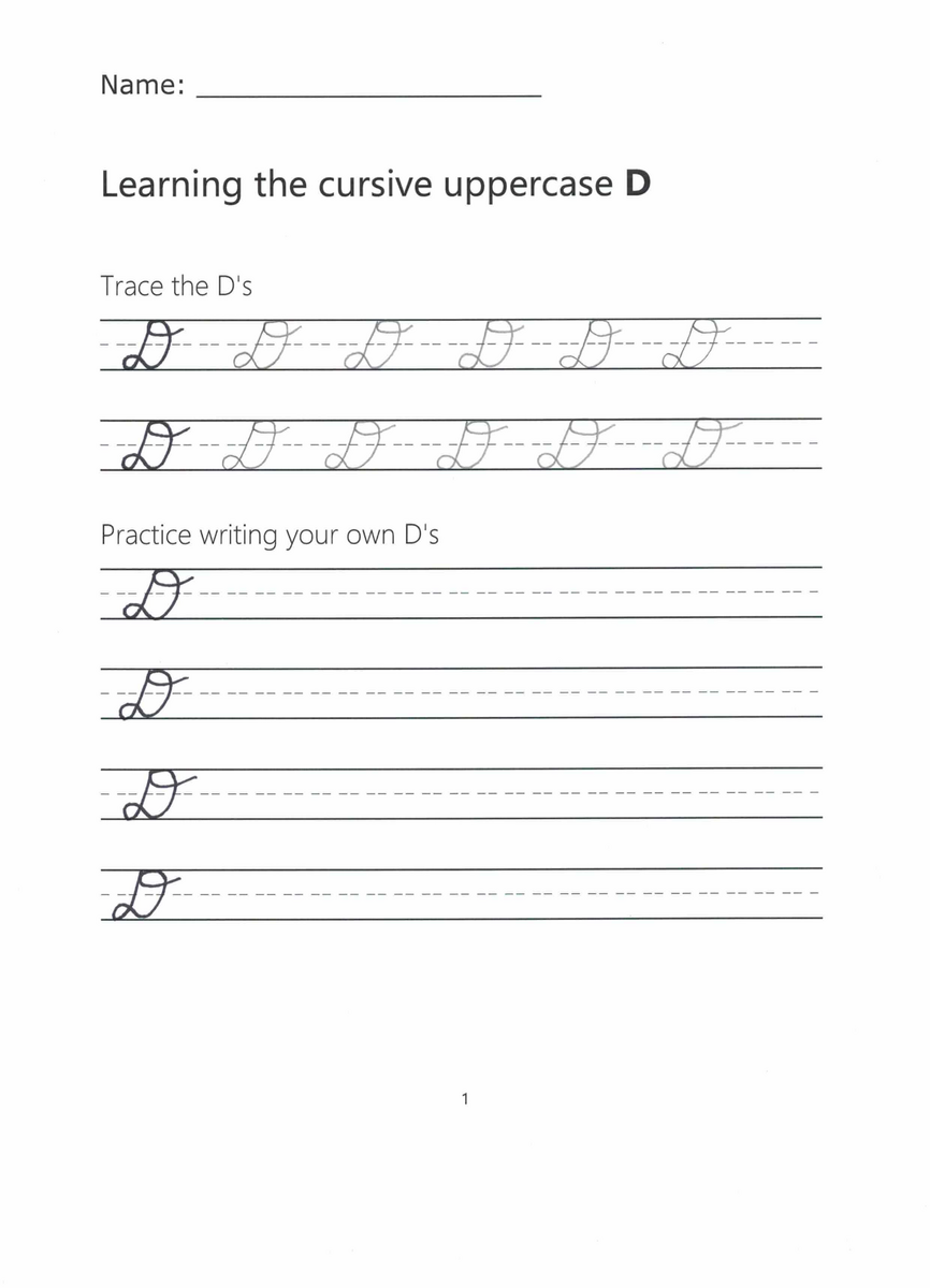 Free Cursive Letters Printable Royal Fancy Capital D