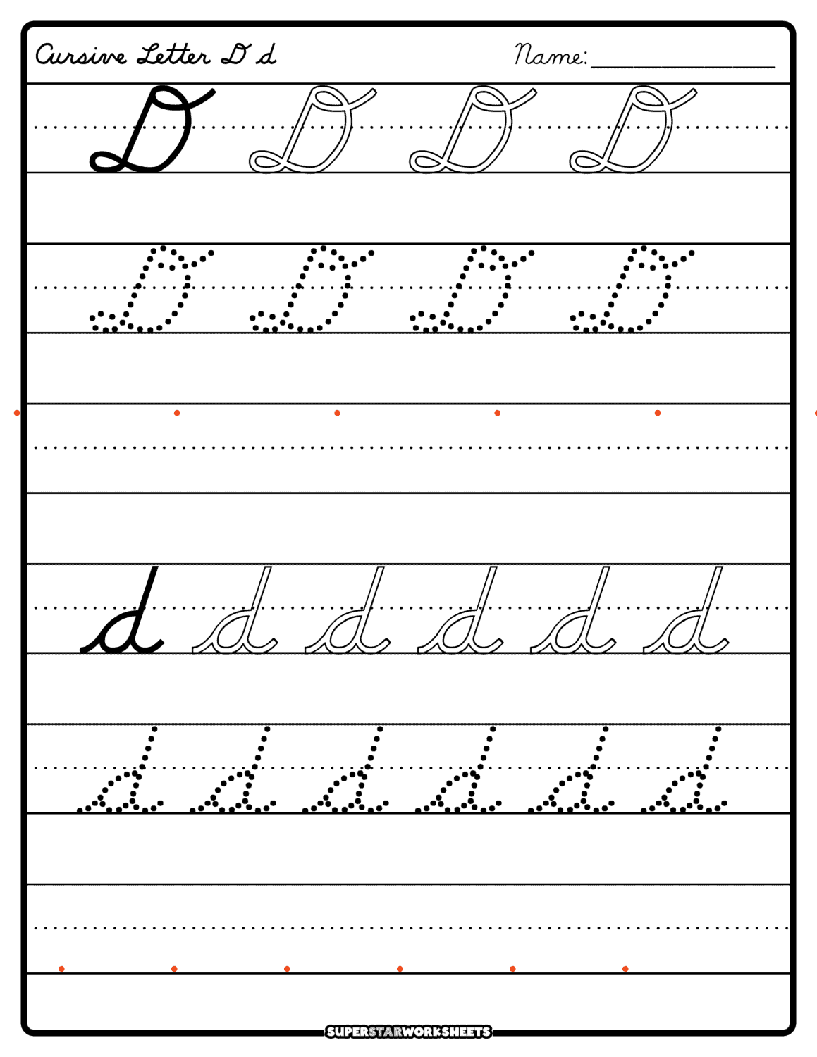 Cursive D Superstar Worksheets Cursive D Superstar Worksheets