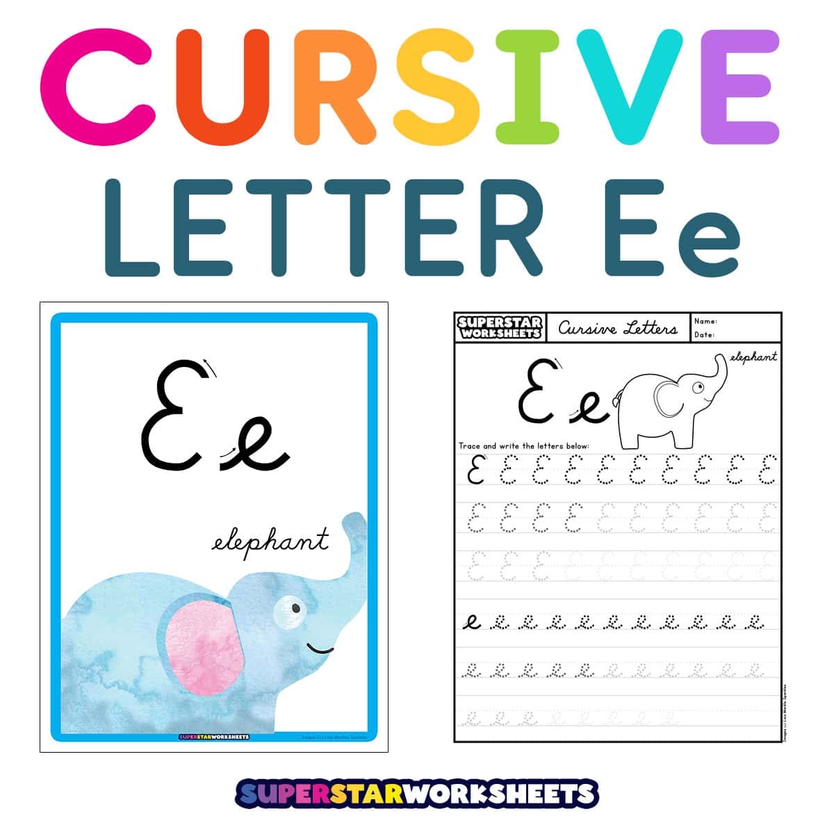 Cursive E Superstar Worksheets Letter E Worksheet Hi Res Stock Photography And Images Alamy