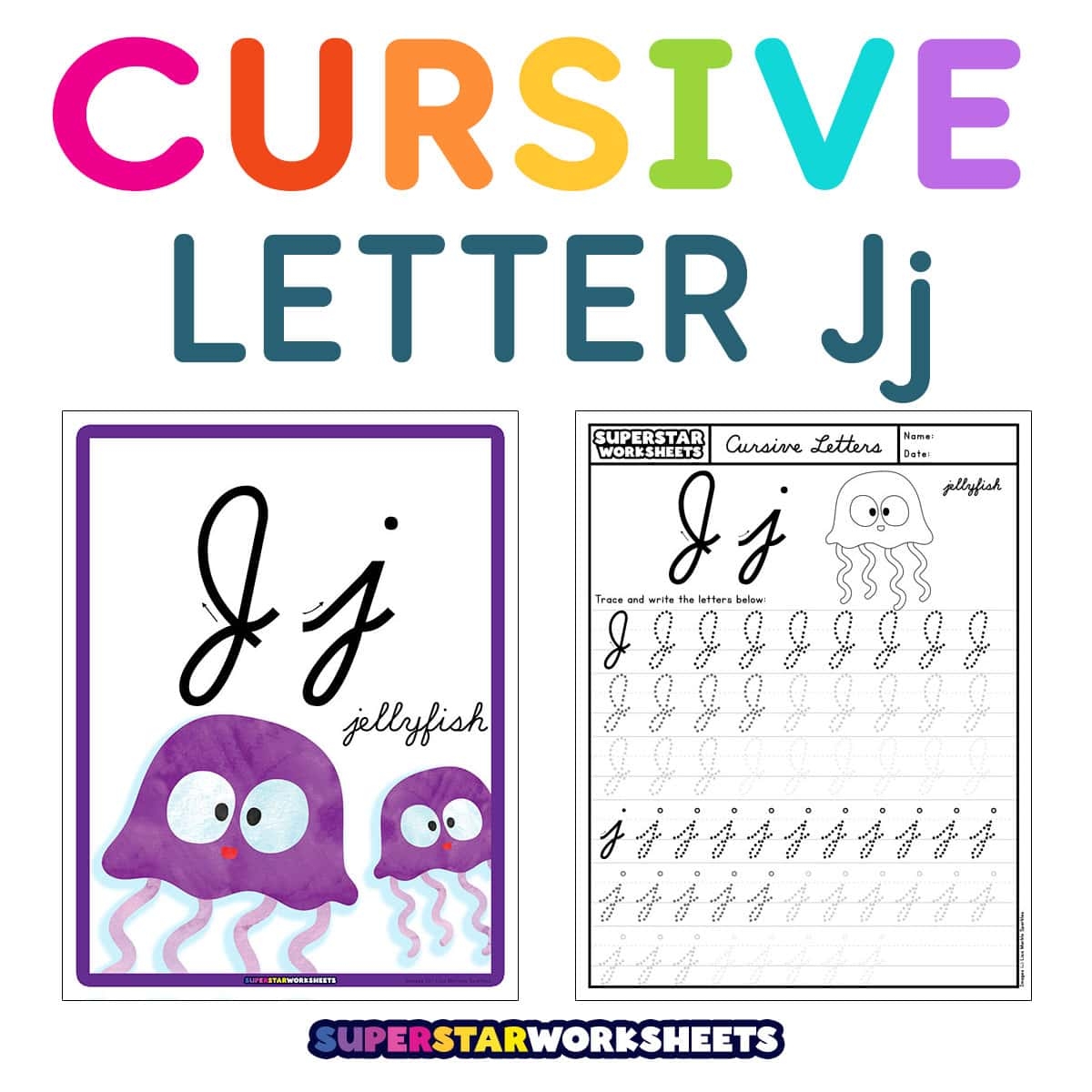 Cursive J Superstar Worksheets