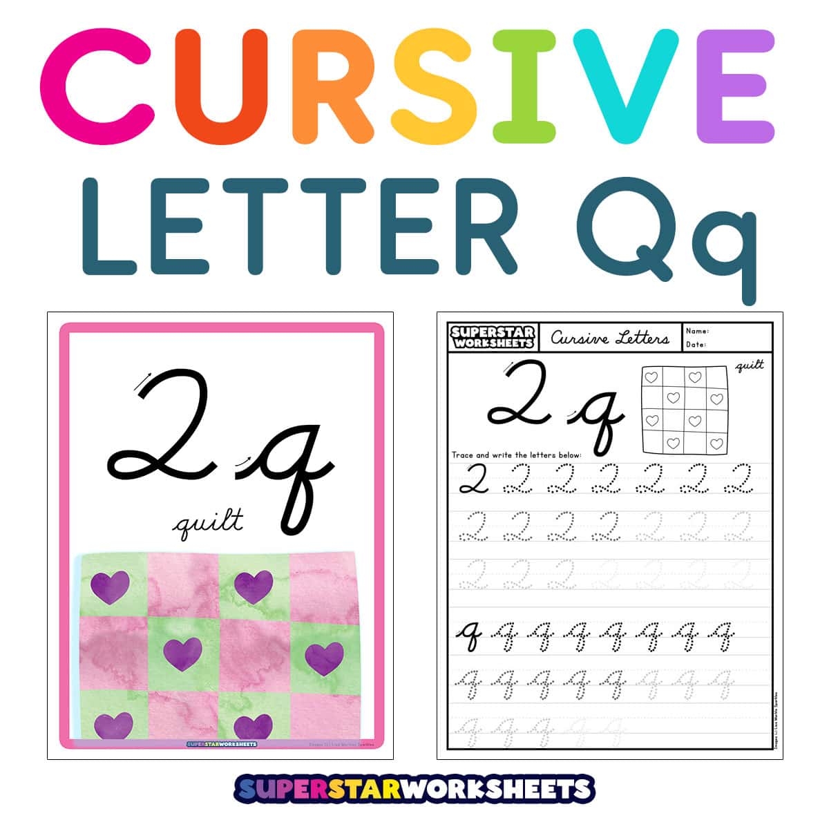 Cursive Q Superstar Worksheets Cursive Q Superstar Worksheets