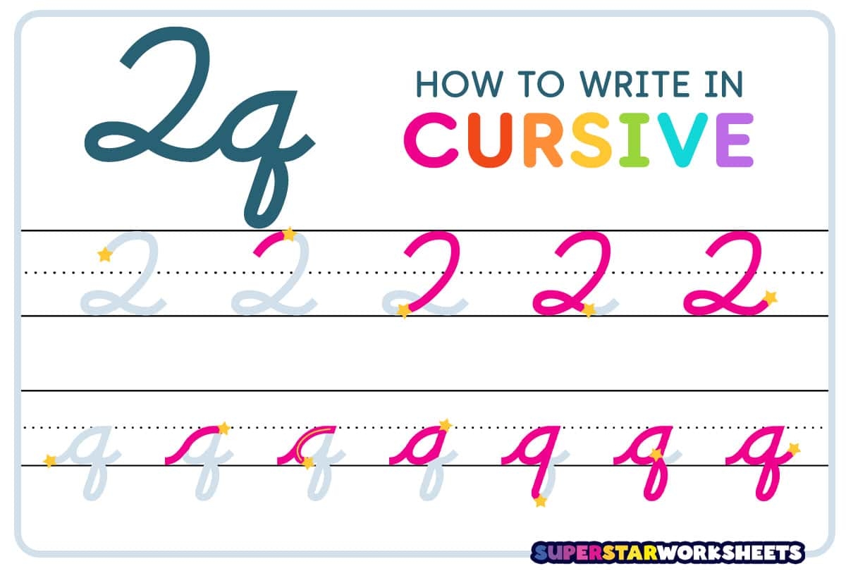 Cursive Q Superstar Worksheets Cursive Q Superstar Worksheets