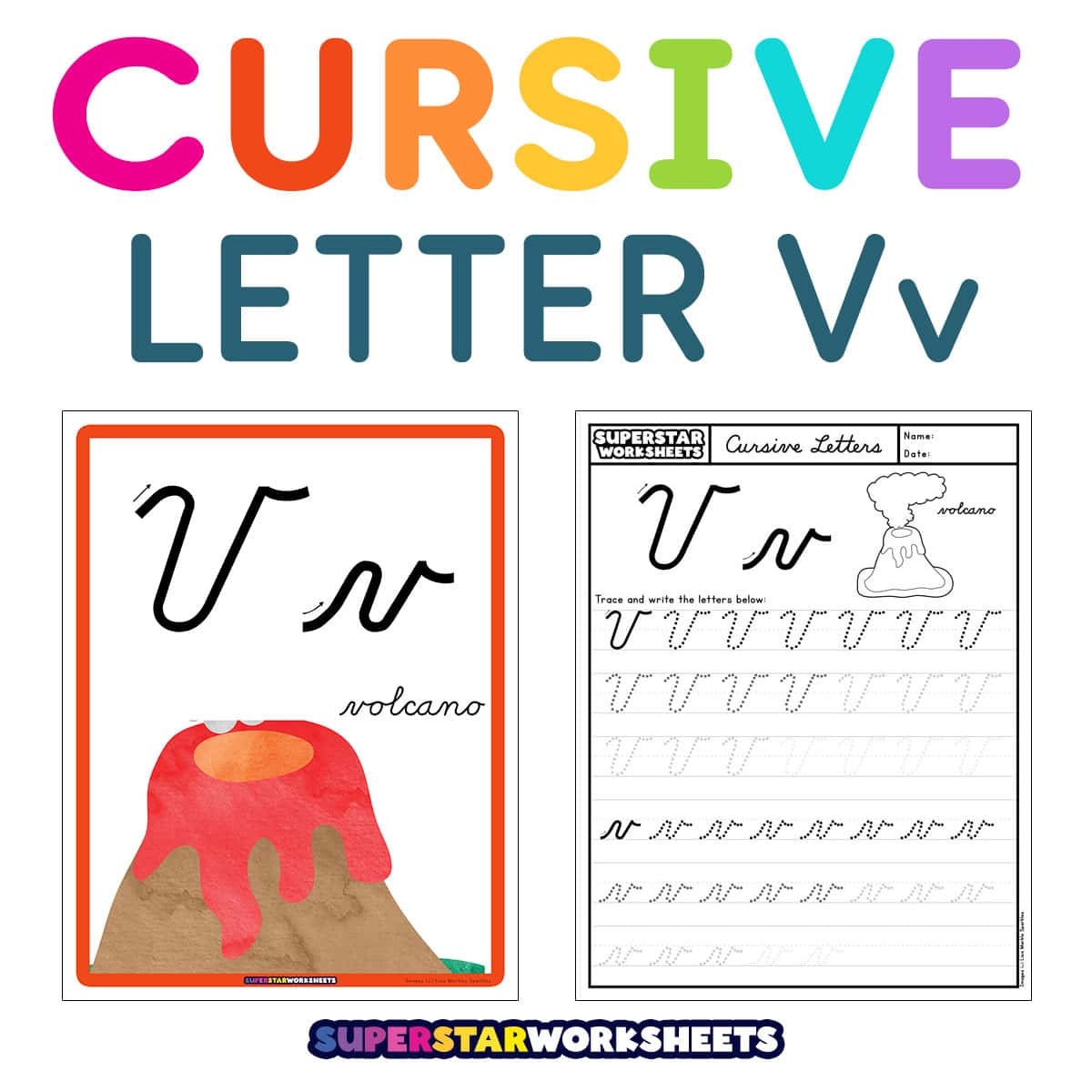 Cursive V Superstar Worksheets Cursive V Superstar Worksheets