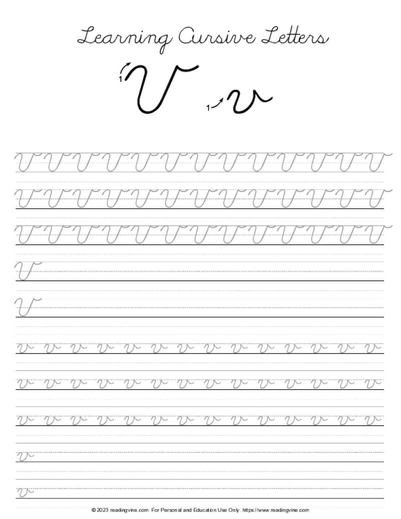 Cursive Writing Letter V ReadingVine Cursive Writing Letter V ReadingVine