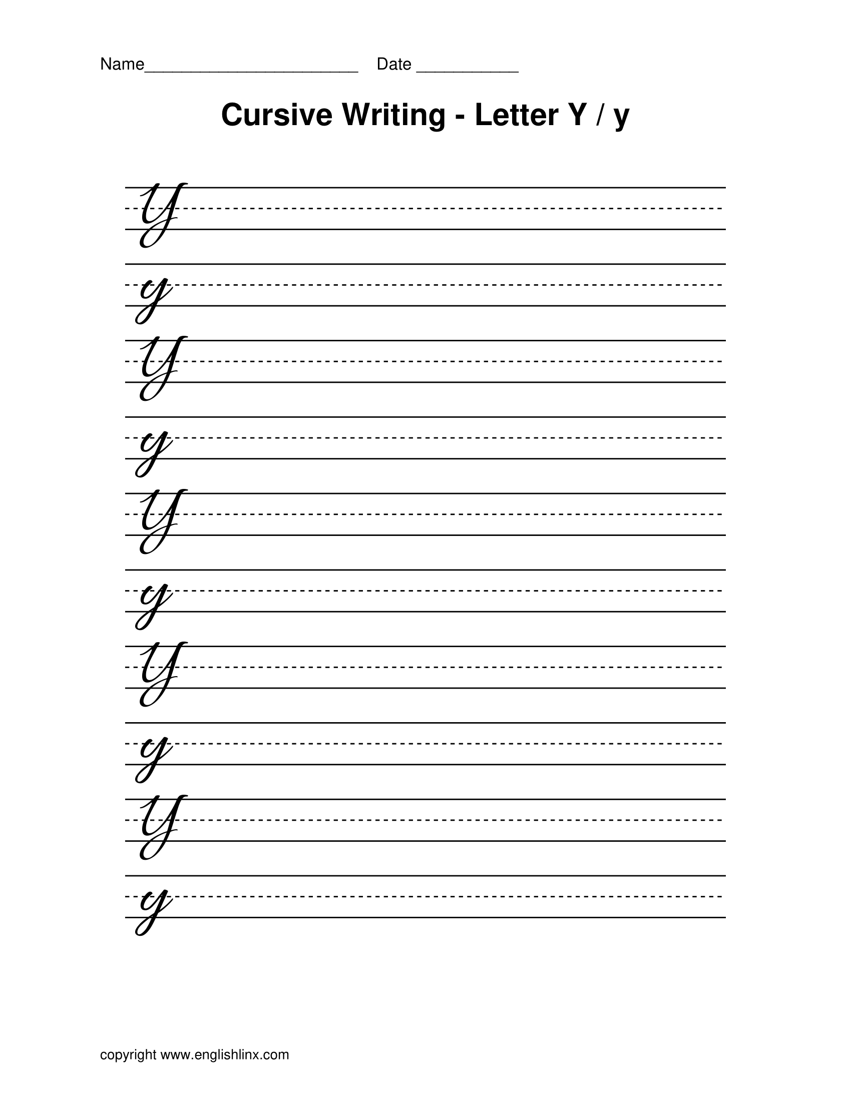 Cursive Writing Letter Y Y Cursive Writing Letter Y Y