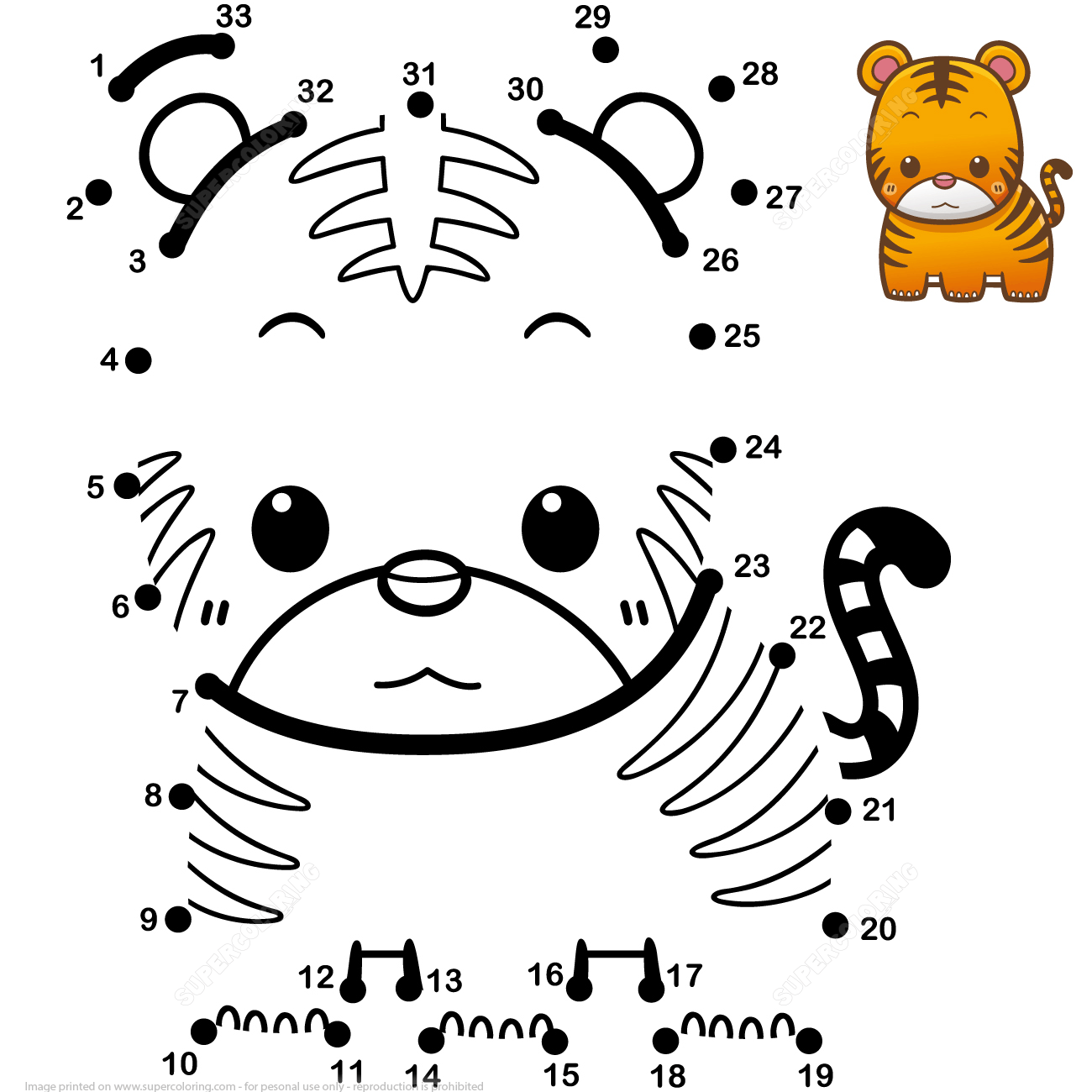 Cute Baby Tiger Dot To Dot Coloring Page Free Printable Cute Baby Tiger Dot To Dot Coloring Page Free Printable