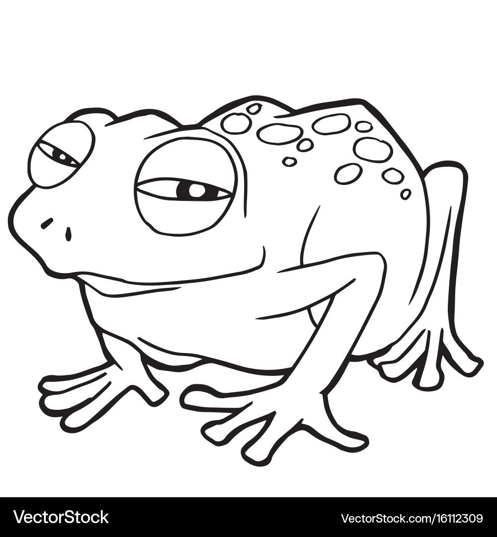 Cute Cartoon Frog Coloring Page Royalty Free Vector VectorStock