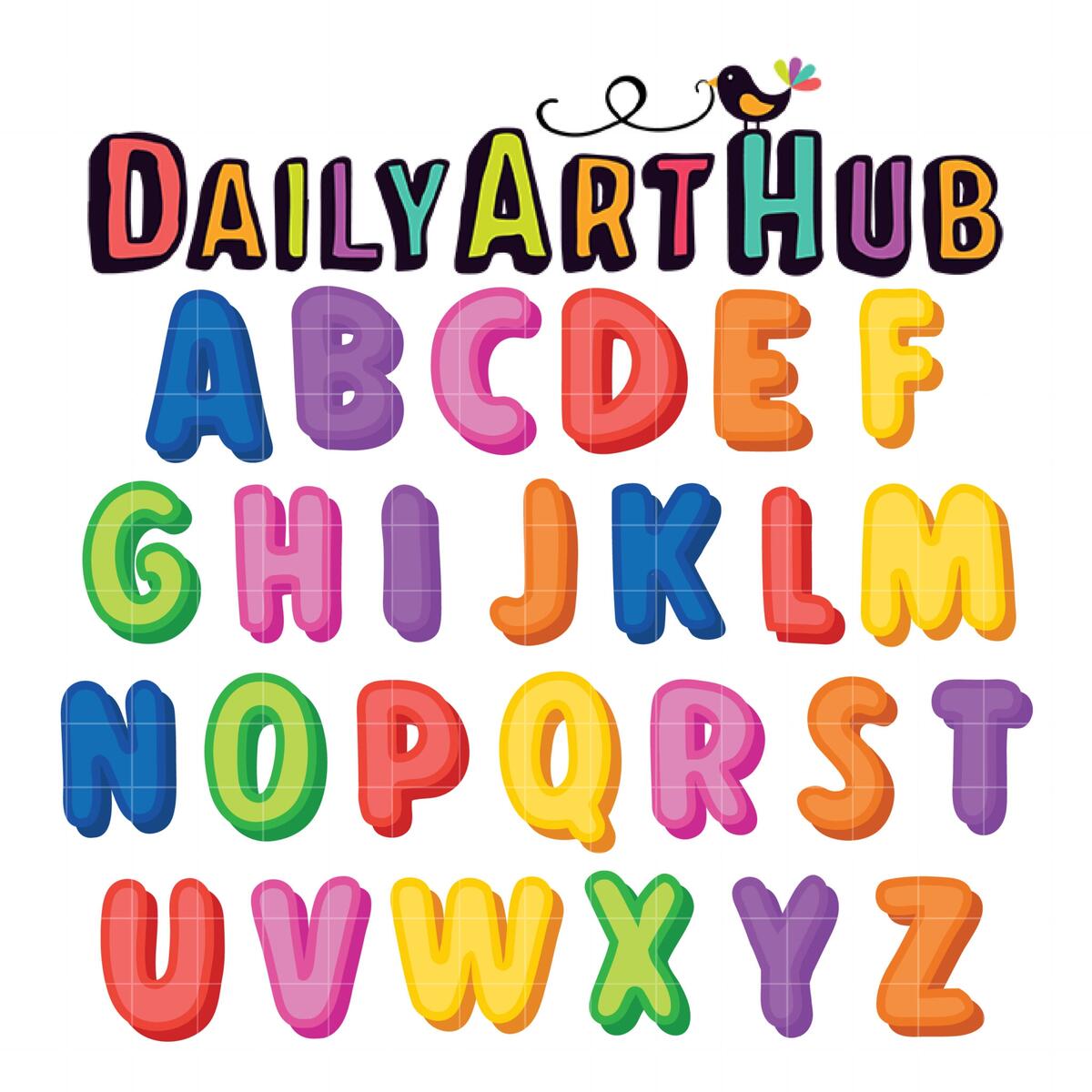 Cute Colorful Alphabet Clip Art Set Daily Art Hub Graphics Alphabets SVG