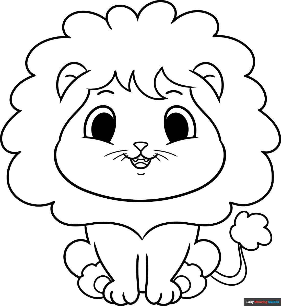 Cute Lion For Kids Coloring Page Easy Drawing Guides