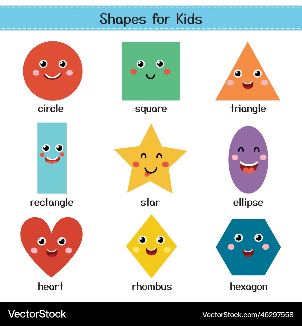 Cute Shapes For Kids Poster Learning Basic Royalty Free Vector VectorStock