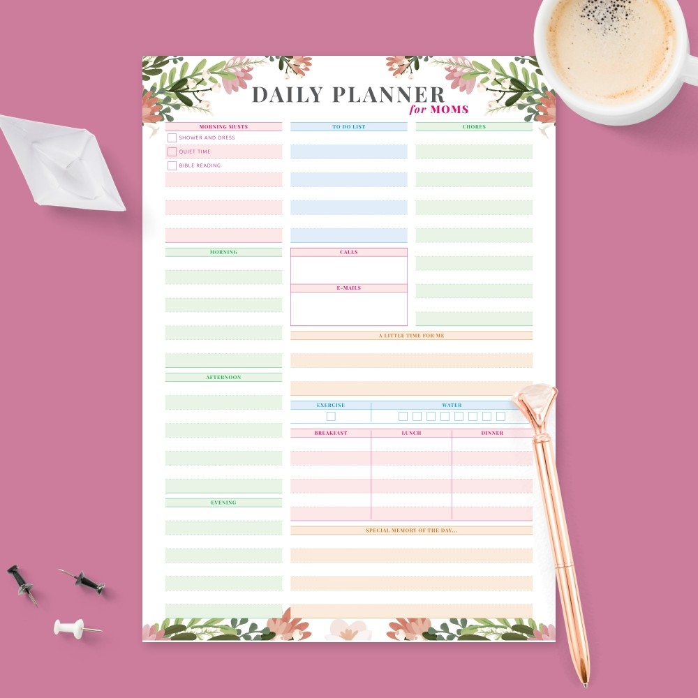 Daily Planner For Busy Moms Template Printable PDF Daily Planner For Busy Moms Template Printable PDF