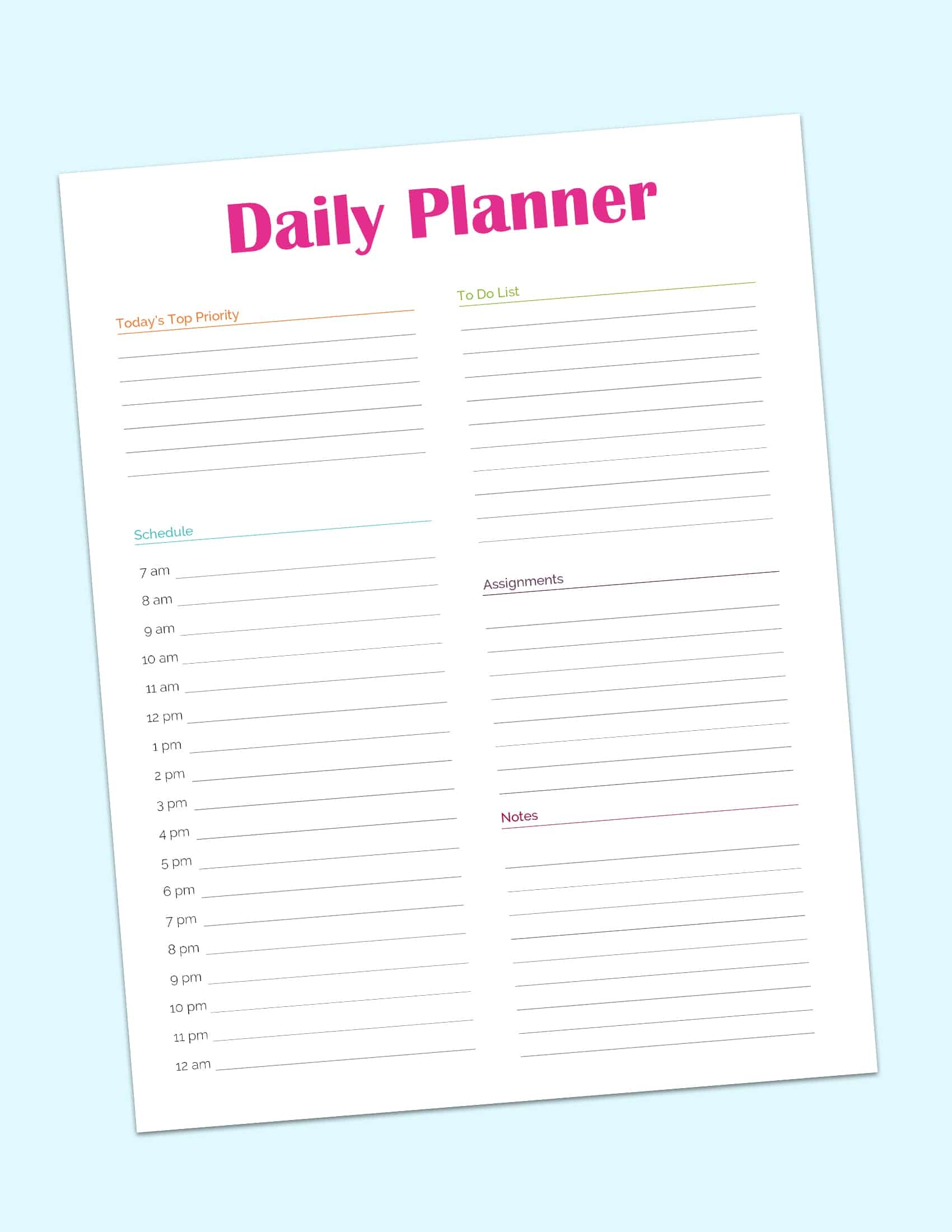 Daily Planner Template Printable How To Get The Most From Your Day Free Printable Planner Page Fun Happy Home