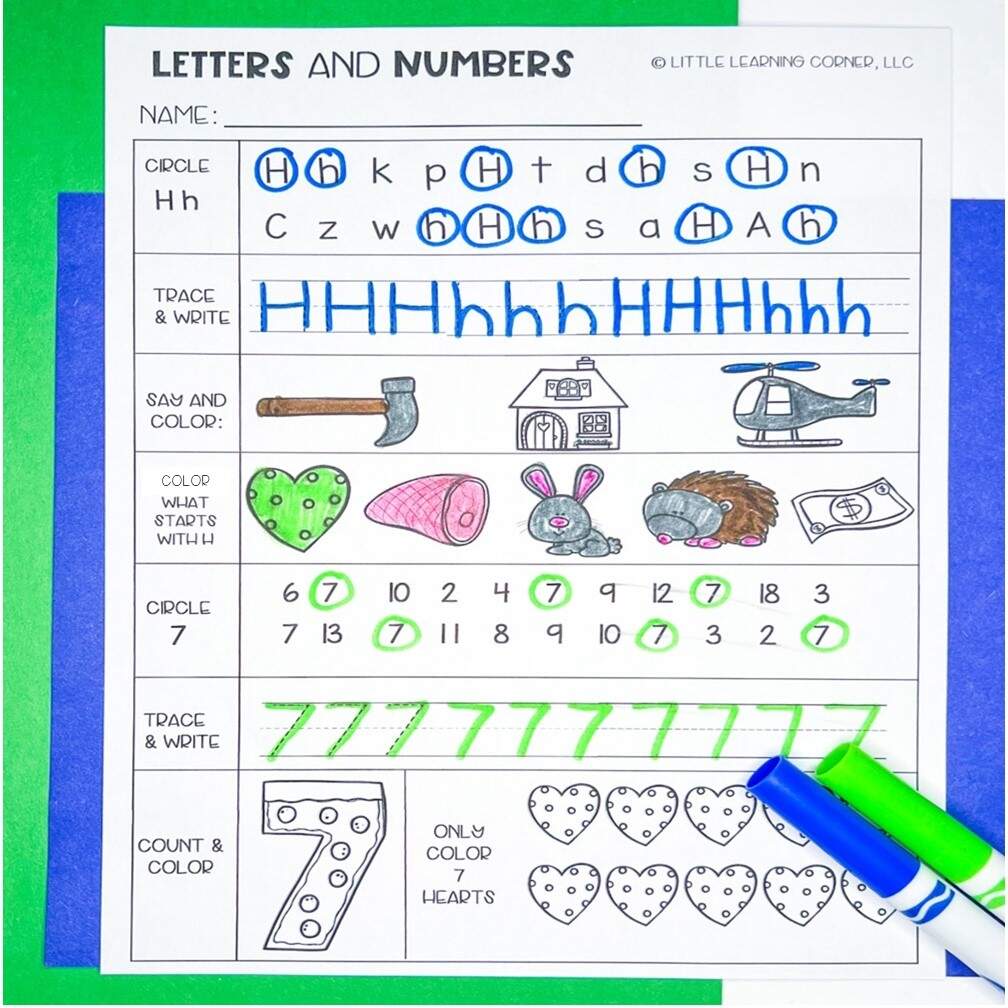 Daily Review Worksheets For Letters And Numbers Little Learning Corner