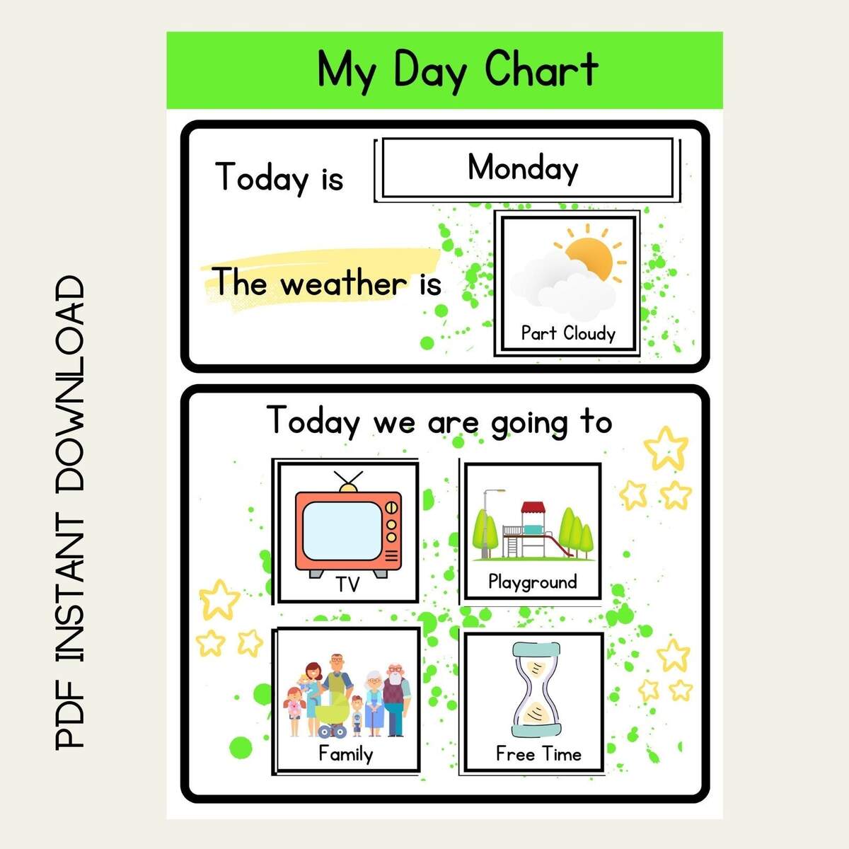 Day Chart Home School Autism Special Needs Children Kids Daily Routine Reward Preschool Toddler Behaviour Etsy UK