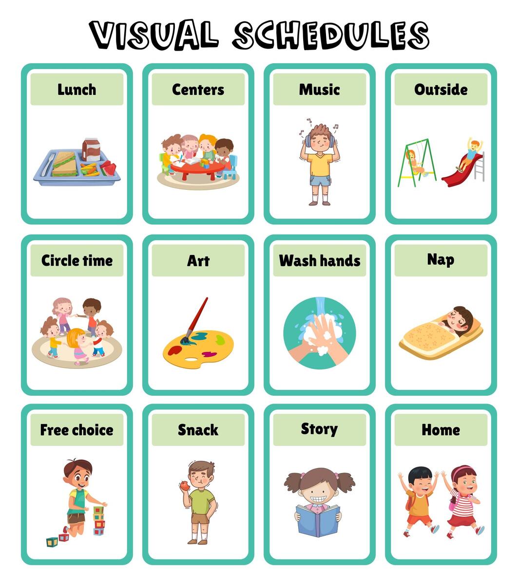 Daycare Classroom Visual Schedule 13 Free PDF Printables Printablee Visual Routine Cards For Before And After School