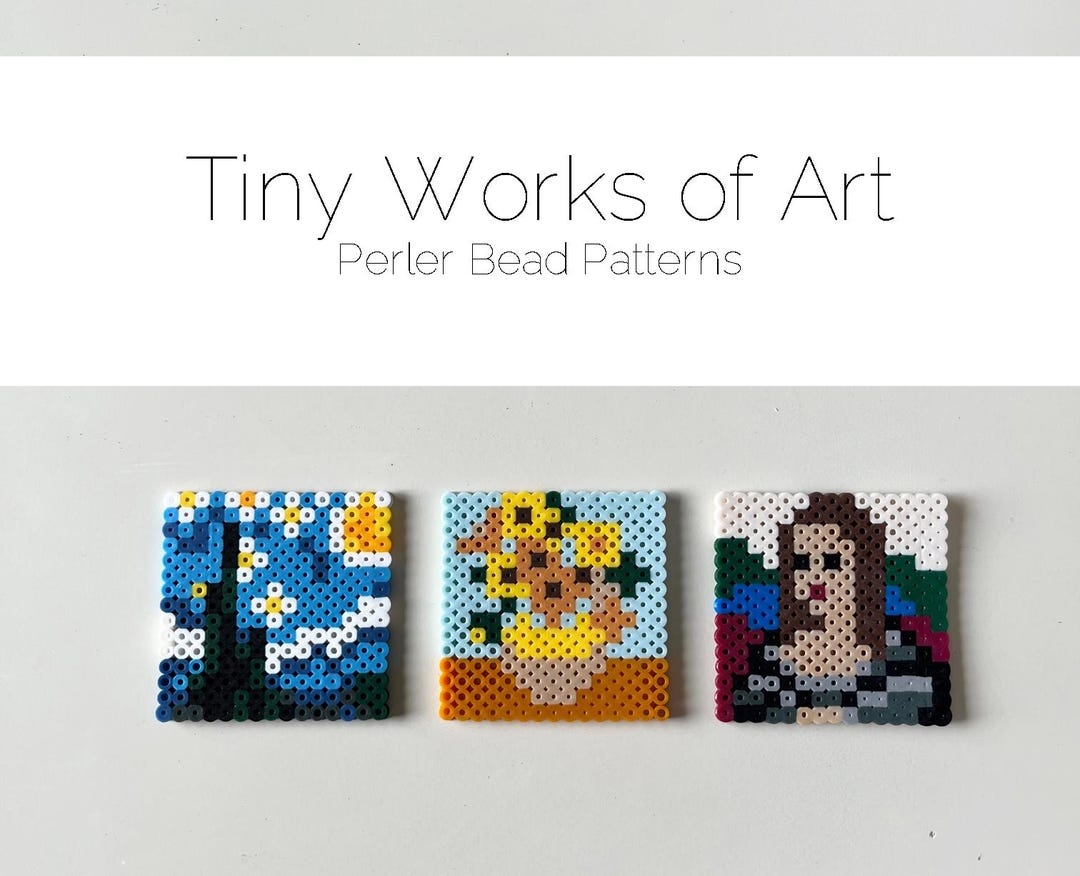 DIGITAL FILE Perler Bead Pattern For 3 Tiny Works Of Art Masterpieces Mona Lisa Starry Night Sunflowers Etsy