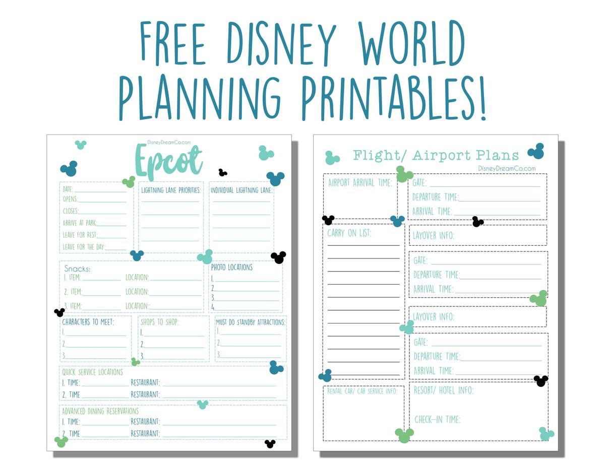 Disney World FREE Planning Printables Disney World Planner Disney Dream Co