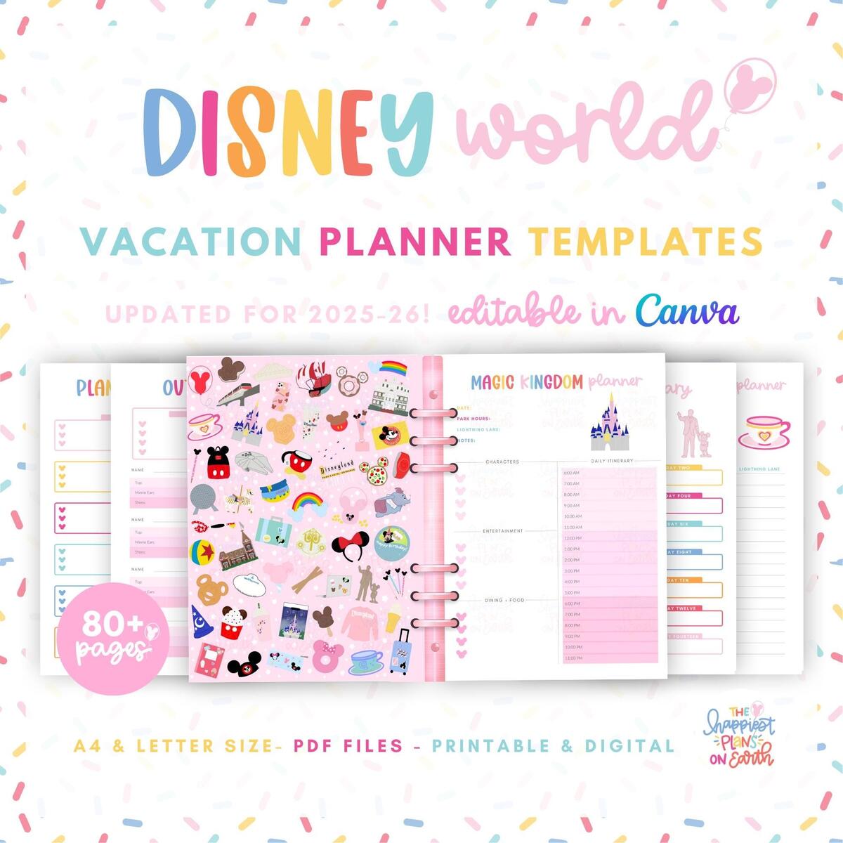 Disneyworld Vacation Planner Templates 80 Digital Printable Templates For Walt Disneyworld Planning WDW Trip Guide Agenda Itinerary Etsy