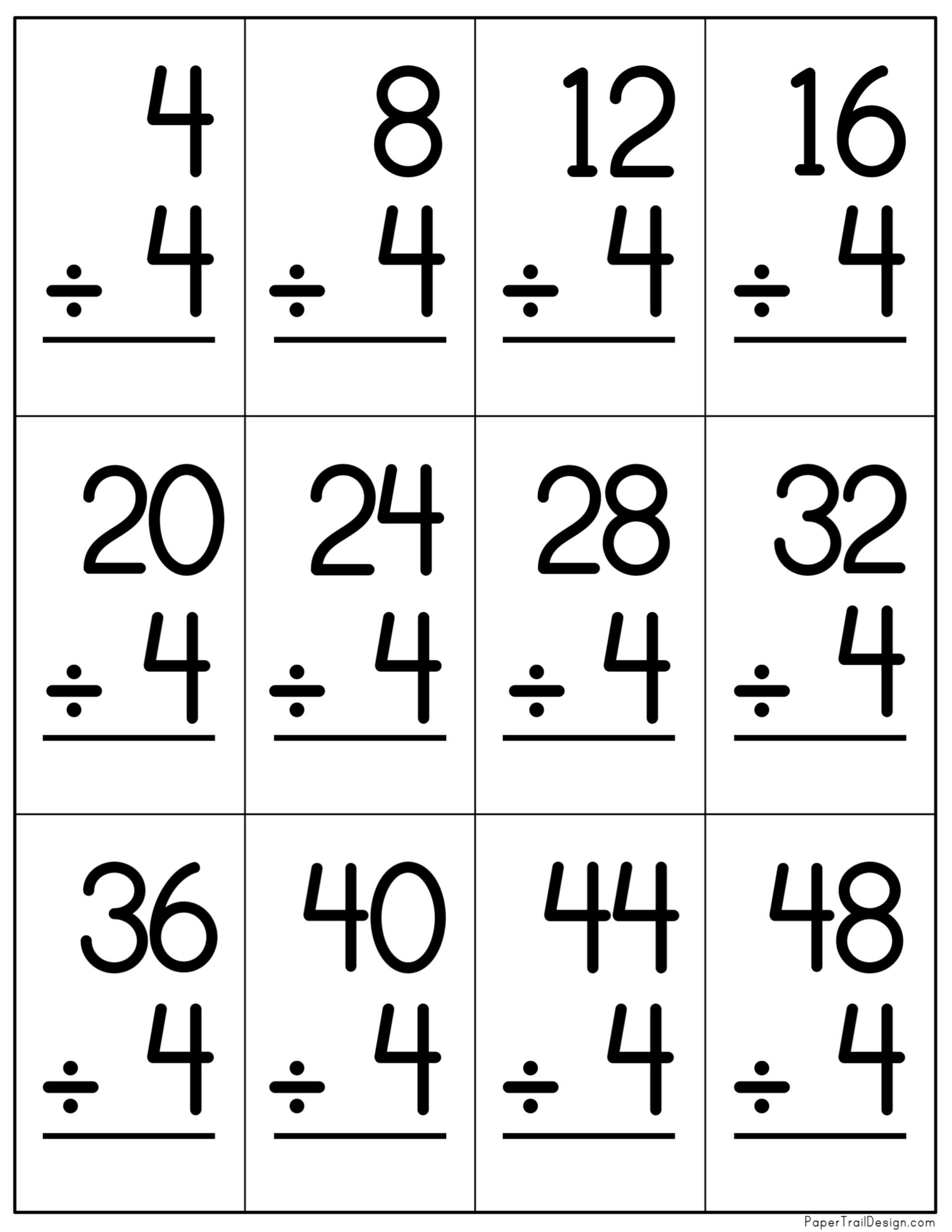Free Printable Division Flash Cards 0 12 With Answers On The Back