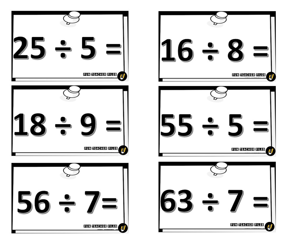Division Flashcards Fun Teacher Files