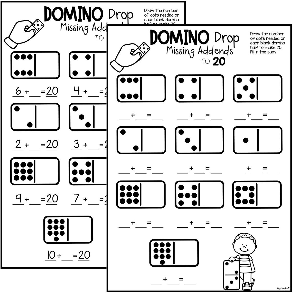 Domino Drop Missing Addend Worksheets Top Teacher
