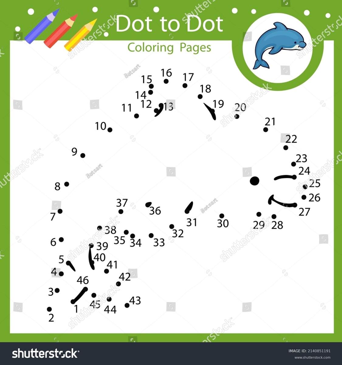 Dot Dot Connect Drawn Cute Dolphin Stock Vector Royalty Free 2140851191 Shutterstock