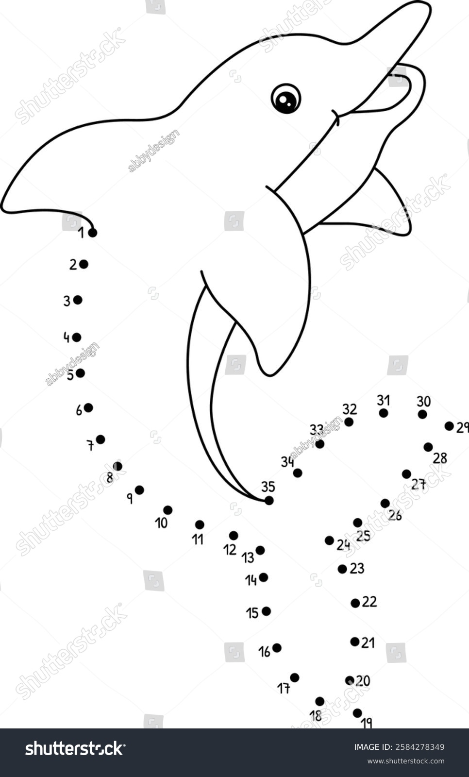 Dot Dot Dolphin Animal Isolated Coloring Stock Vector Royalty Free 2584278349 Shutterstock