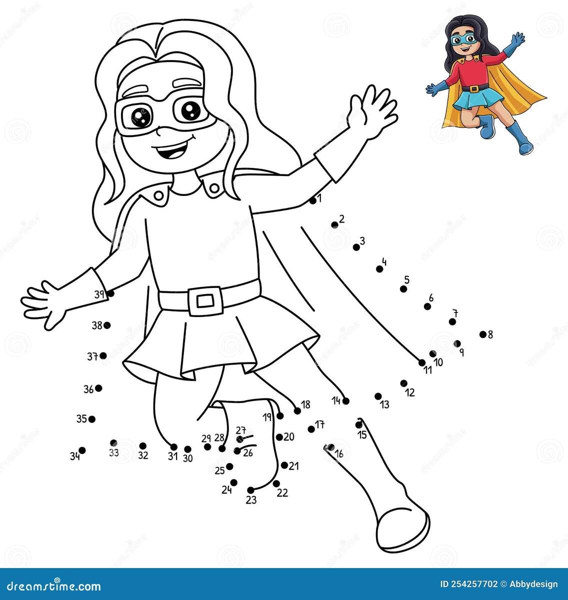Dot To Dot Superhero Girl Coloring Page For Kids Stock Vector Illustration Of Strong Fantastic 254257702