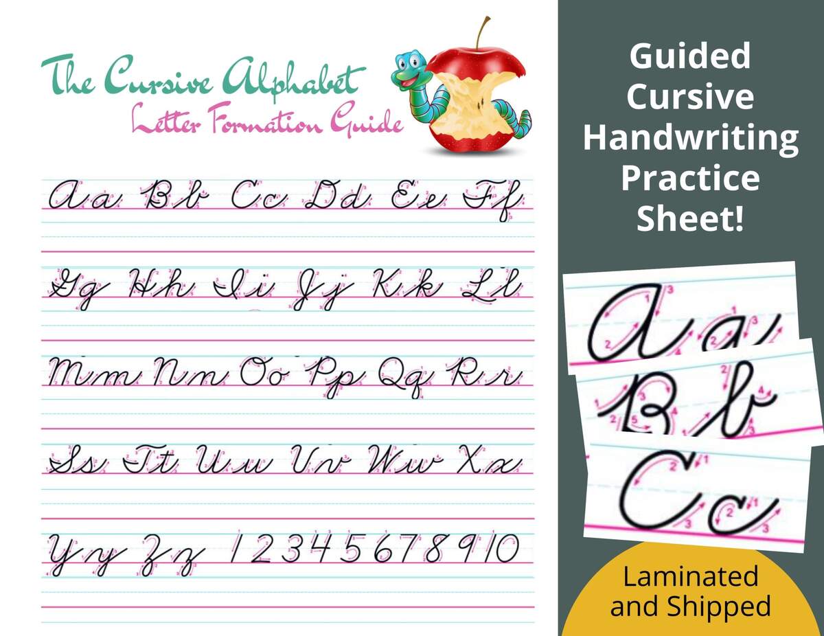 Dry Erase Cursive Letter Handwriting Practice Guide Guided Practice For Learning To Write Cursive Laminated And Shipped Dry Erase Mat Etsy