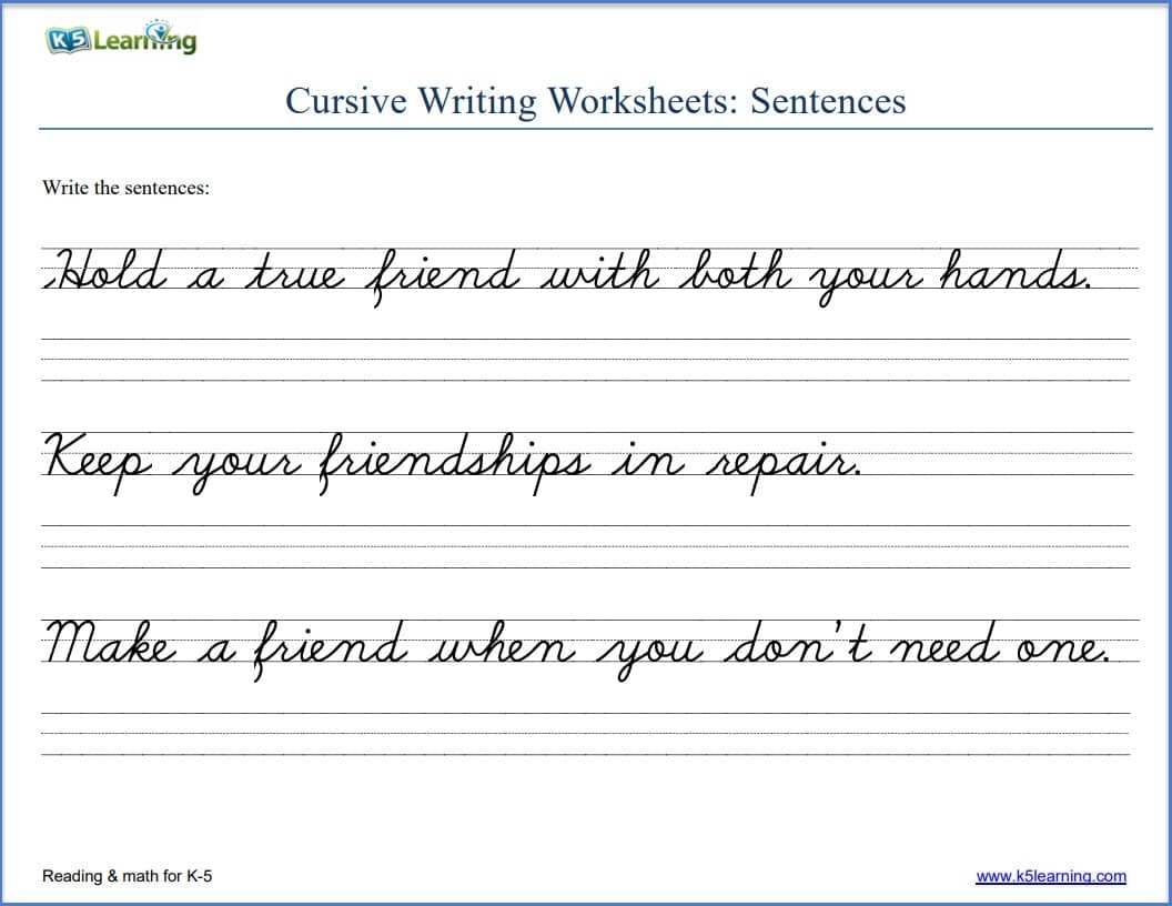 Easy Cursive Practice Sentences For 4Th Graders CursiveRevival