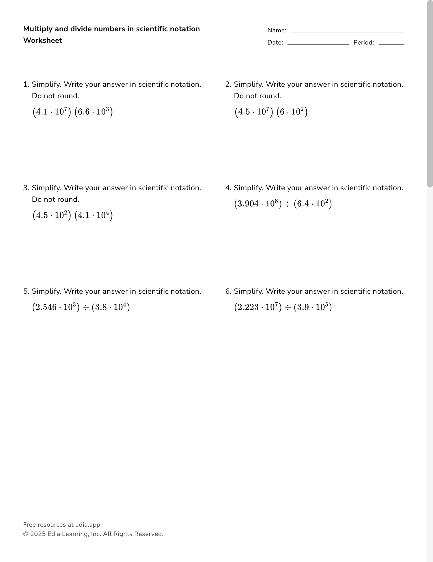 HW Scientific Notation Multiplication And Division 12 04 2020 Worksheets Library