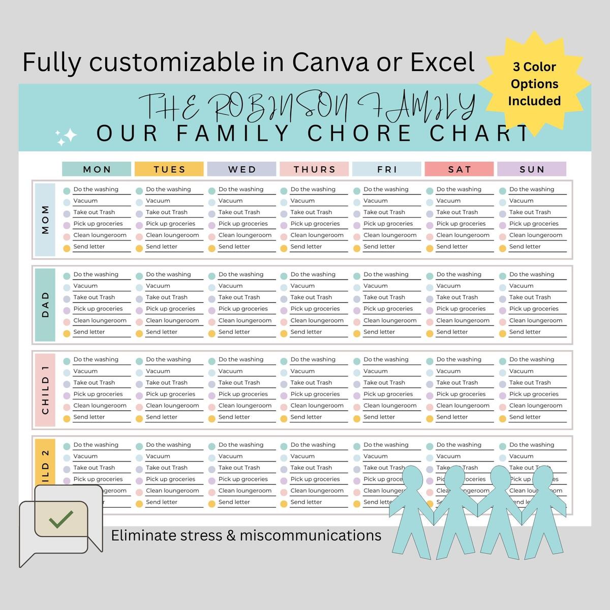 Editable Family Chore Chart Roommate Chore List Cleaning Checklist Household Chore List Weekly House Chores Daily Cleaning List Etsy