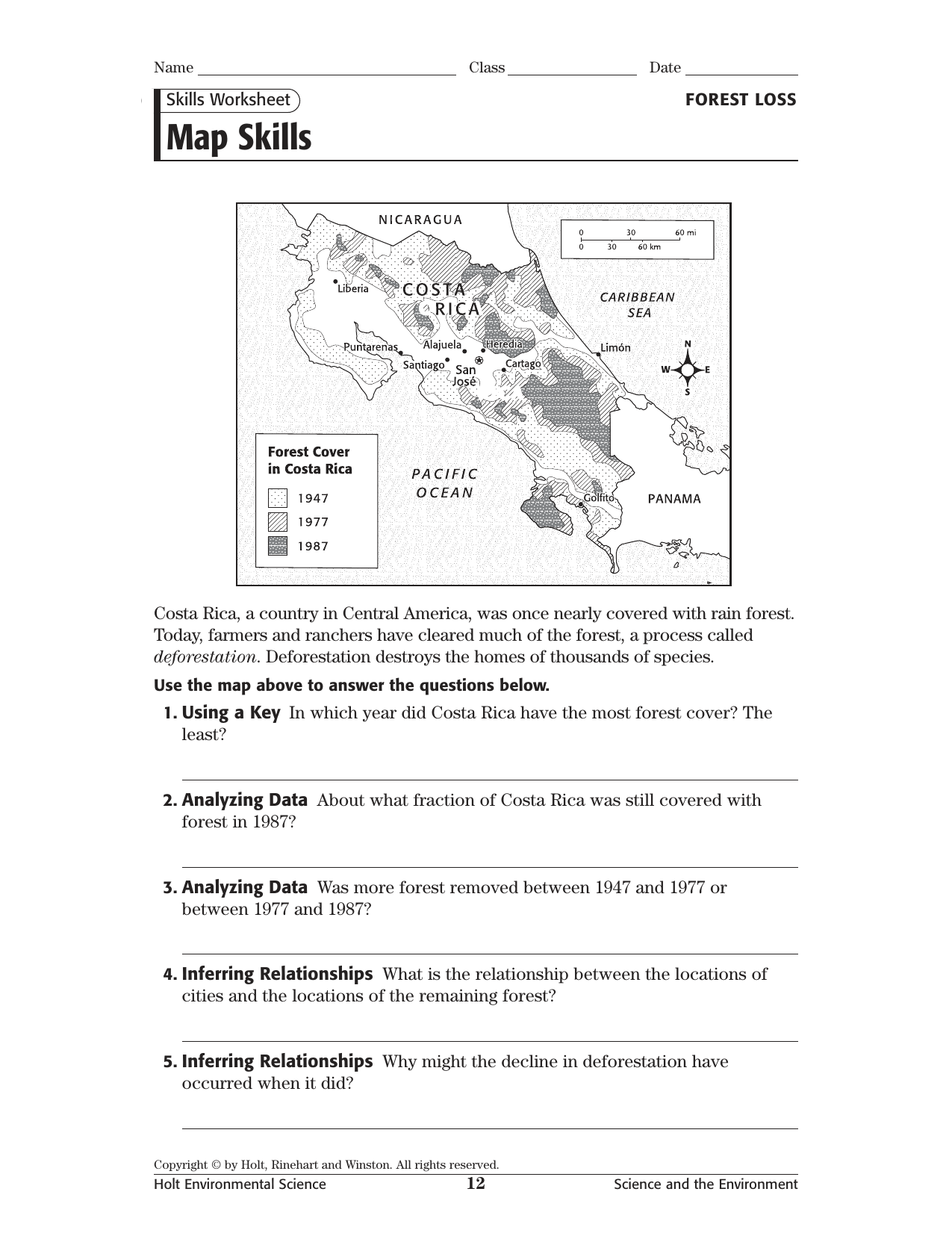 Environmental Science Map Skills Worksheet Environmental Science Map Skills Worksheet