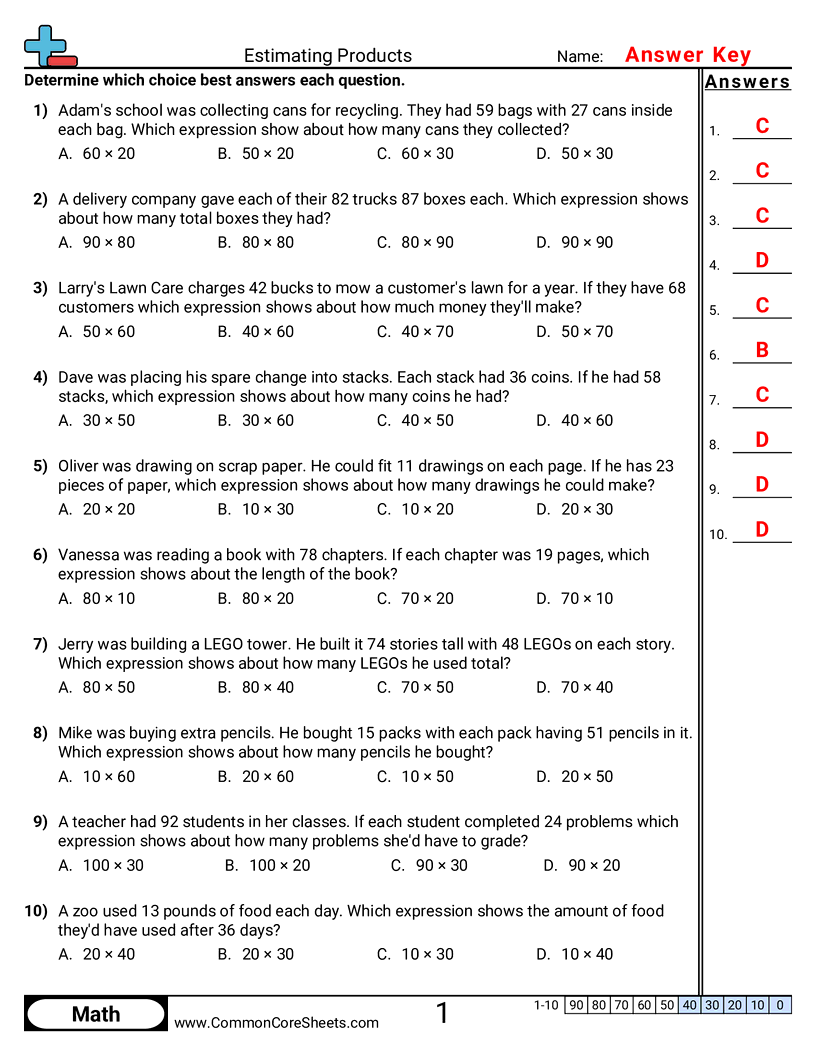 Estimating Problems Worksheets 5th Grade Math Word Problems