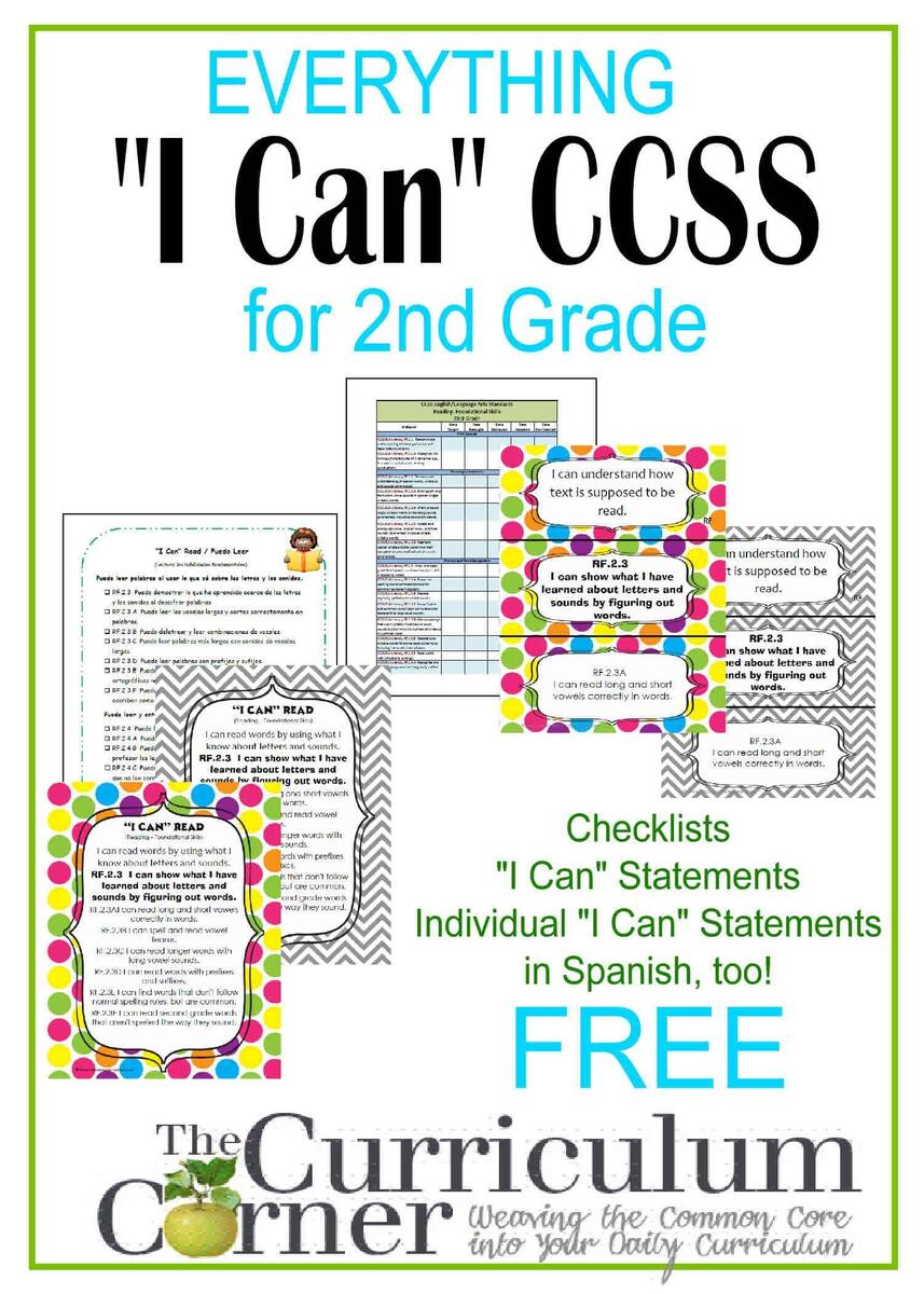 Everything I Can Common Core For 2nd Grade The Curriculum Corner 123