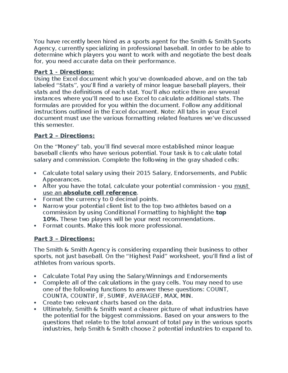Excel Case Study 2 Sports Agency Performance Analysis Studocu Excel Case Study 2 Sports Agency Performance Analysis Studocu